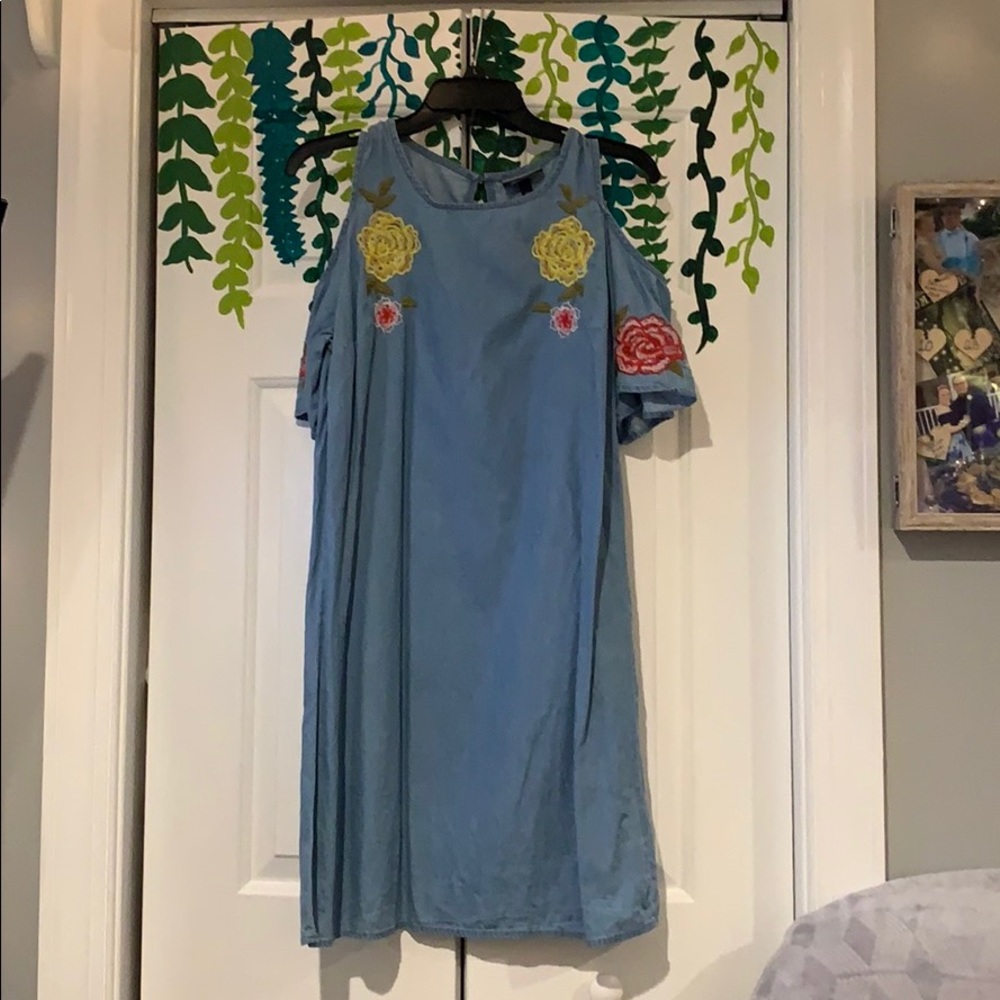 Allison Brittney Embroidered Denim Dress — Medium